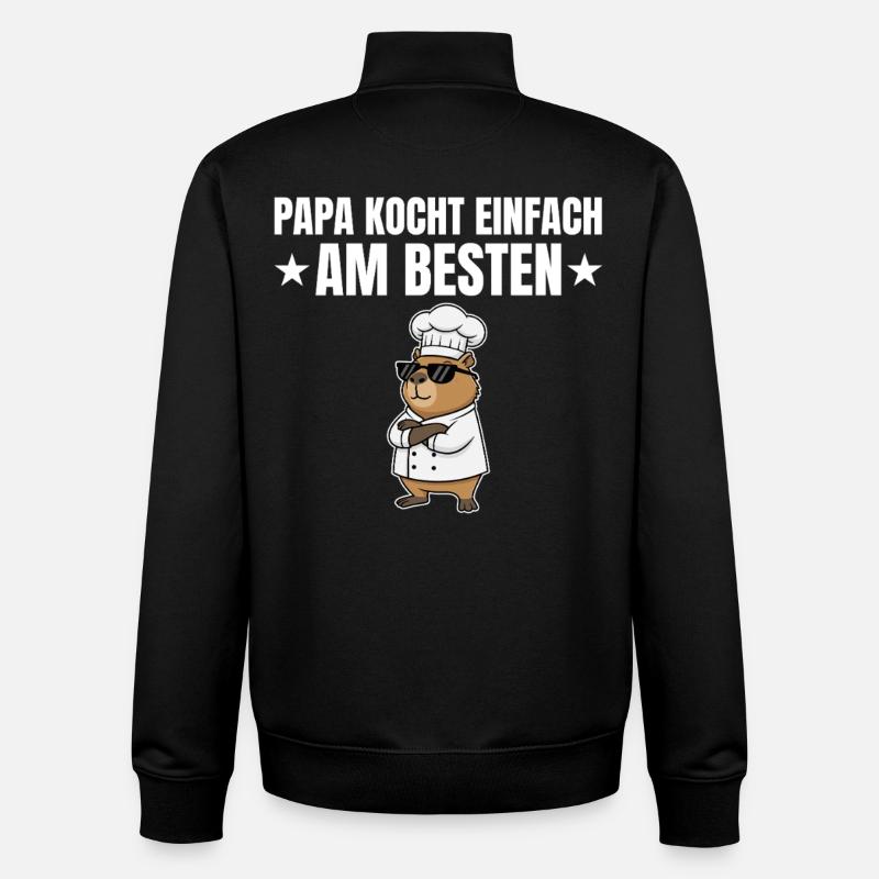 Dad Cooks Best - Capybara Chef - Unisex Organic Zip Sweatshirt by Stanley/Stella - black
