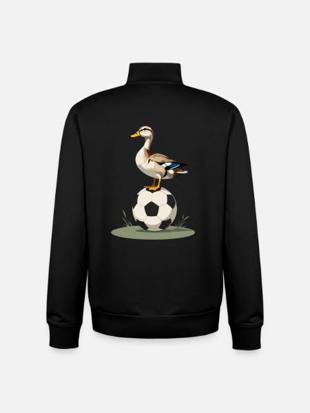 Duck balances soccer ball - Unisex Organic Zip Sweatshirt by Stanley/Stella - black