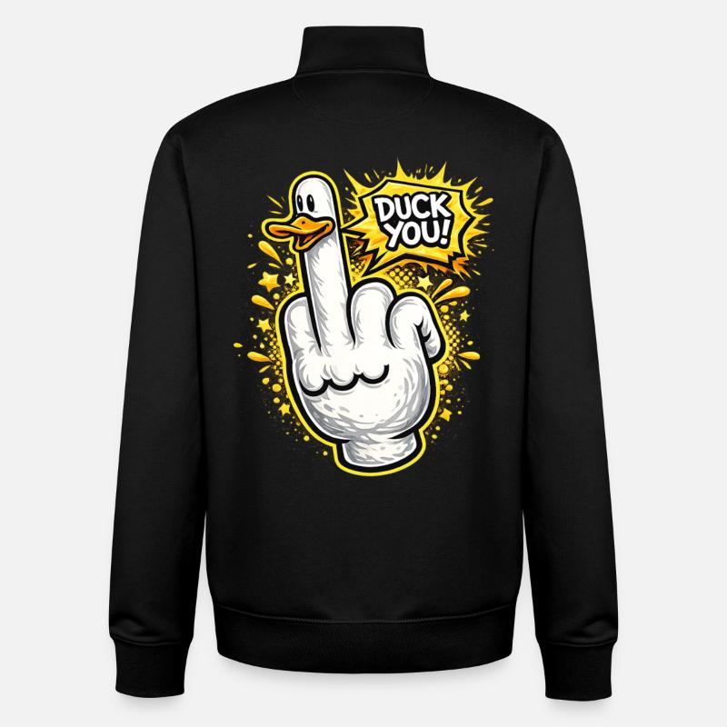 Duck You Comic Style Mittelfinger Ente - Unisex Organic Zip Sweatshirt von Stanley/Stella - Schwarz