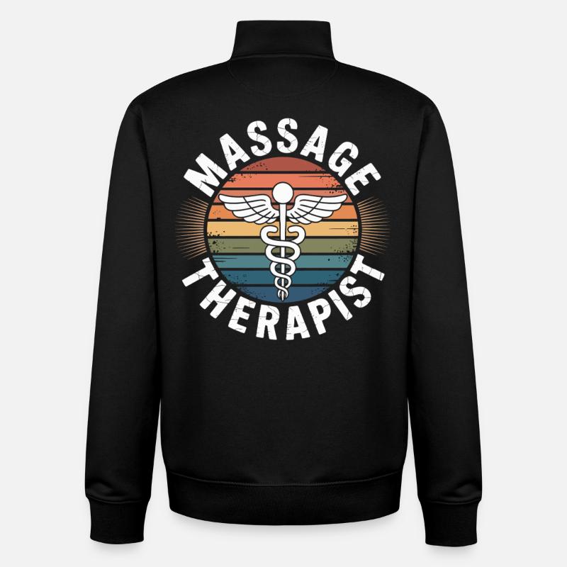 Retro Rainbow Massage Logo - Unisex Organic Zip Sweatshirt by Stanley/Stella - black