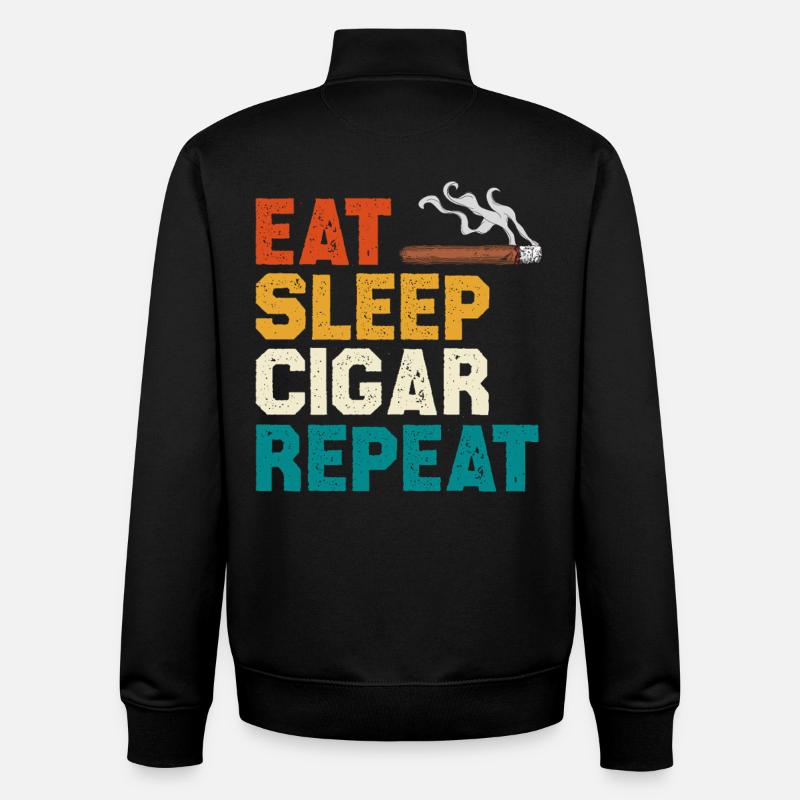 Eat Sleep Cigar Repeat Tee - Unisex Organic Zip Sweatshirt von Stanley/Stella - Schwarz