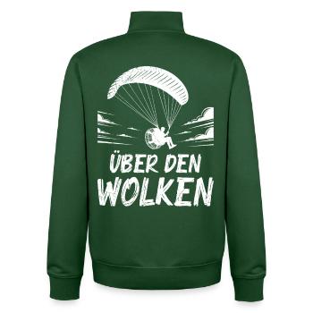 Gleitschirmflieger ÜBER DEN WOLKEN Lustiges - Unisex Organic Zip Sweatshirt von Stanley/Stella - Flaschengrün - Hinten - AI Model Male 185 dark (185cm)