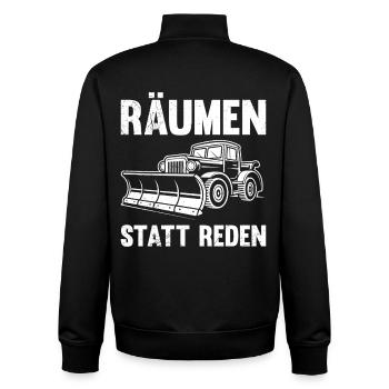 Schneeräumer RÄUMEN STATT REDEN Lustiges - Unisex Organic Zip Sweatshirt von Stanley/Stella - Schwarz - Hinten - AI Model Male 185 light (185cm)