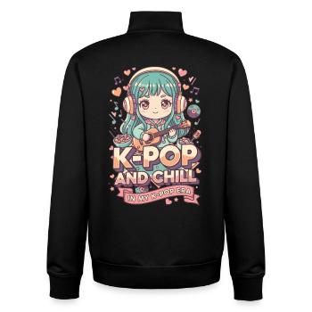 K-Pop And Chill In My K-Pop Era Korean Music - Unisex Organic Zip Sweatshirt by Stanley/Stella - black - Back - AI Model Male 185 light (185cm)