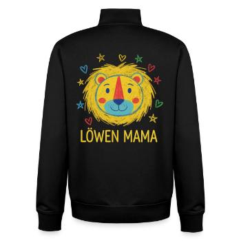 Dessin de la maman du lion et de l’enfant - Sweat zippé unisexe en coton bio Stanley/Stella - noir - Dos - AI Model Male 185 light (185cm)