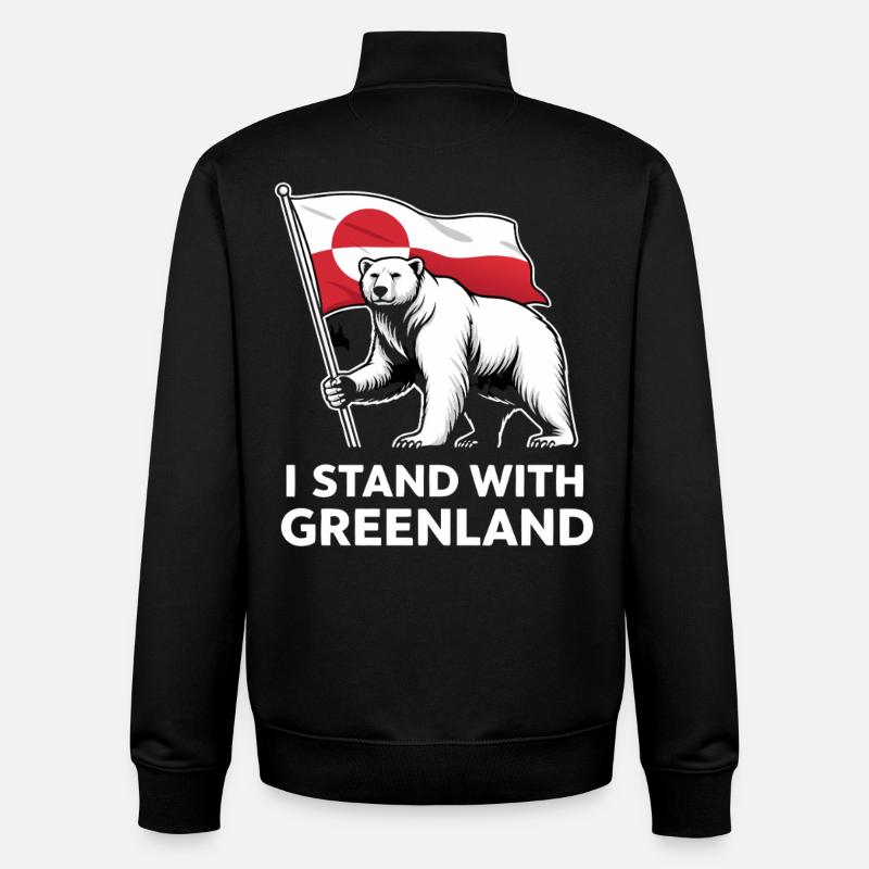 Drapeau de l’ours polaire du Groenland - Sweat zippé unisexe en coton bio Stanley/Stella - noir