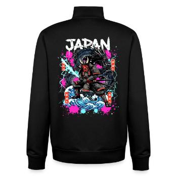 Hannya Samurai Drache – Japan Neon Streetwear - Unisex Organic Zip Sweatshirt von Stanley/Stella - Schwarz - Hinten - AI Model Male 185 light (185cm)