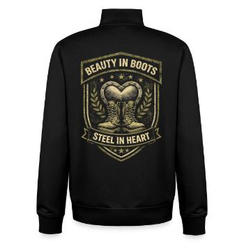 Female Soldier Female Soldiers - Unisex Organic Zip Sweatshirt by Stanley/Stella - black - Back - AI Model Male 185 light (185cm)