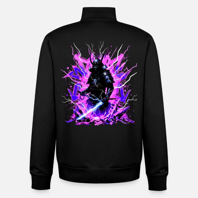 Cyber Samurai – Synthwave Katana Spirit - Unisex Organic Zip Sweatshirt by Stanley/Stella - black