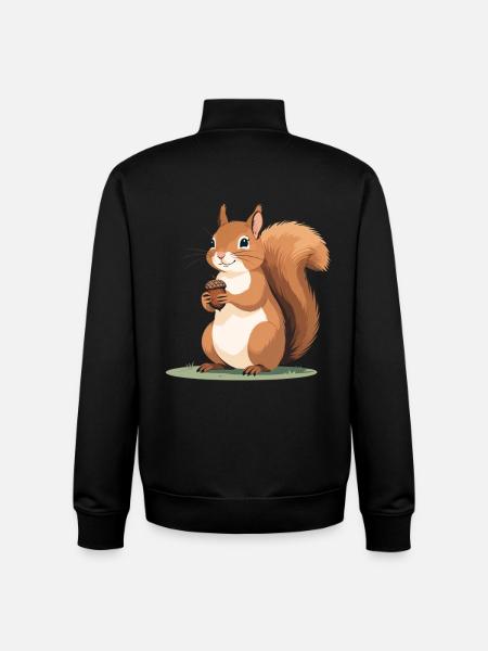 Eichhörnchen mit Eichel Karikatur - Unisex Organic Zip Sweatshirt von Stanley/Stella - Schwarz