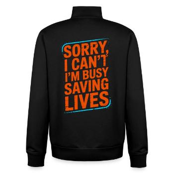 Oncology Nurse Sorry I Can't I'm Infusion Nurse - Unisex Organic Zip Sweatshirt von Stanley/Stella - Schwarz - Hinten - AI Model Male 185 light (185cm)
