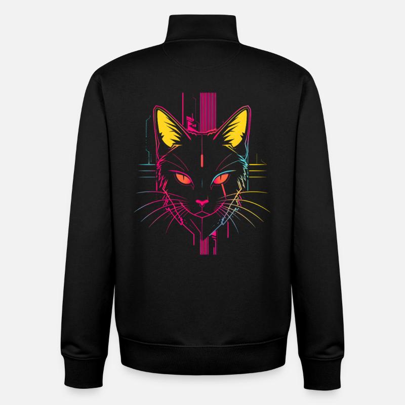 Cat Steampunk Look - Unisex Organic Zip Sweatshirt by Stanley/Stella - black