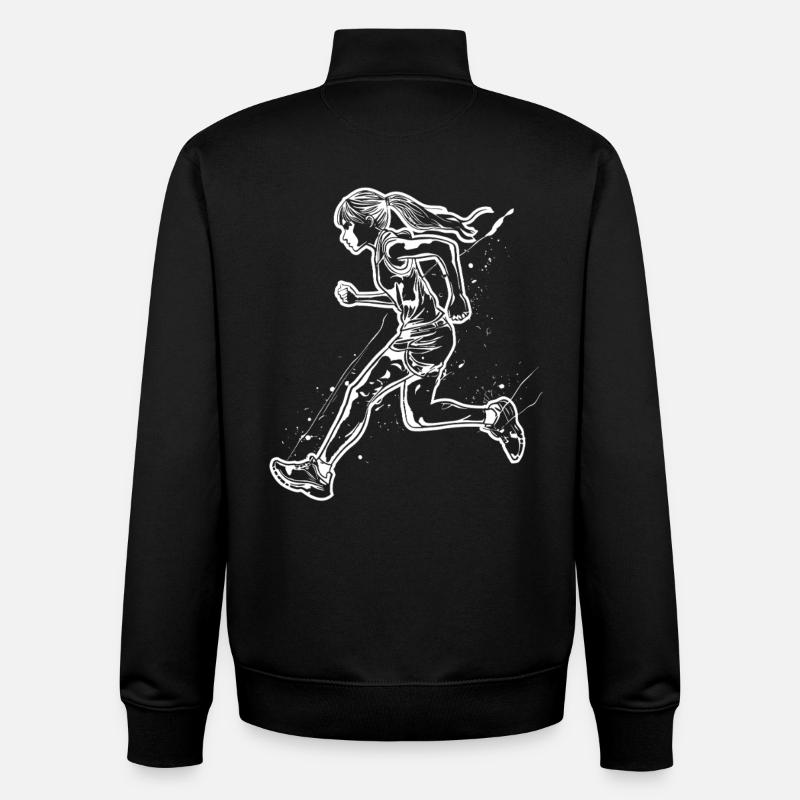 Sketch du coureur - Sweat zippé unisexe en coton bio Stanley/Stella - noir