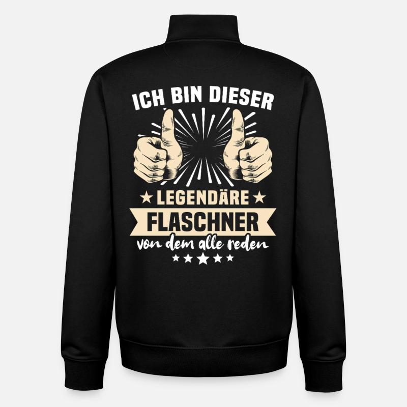 Flaschner Sayings - Unisex Organic Zip Sweatshirt by Stanley/Stella - black