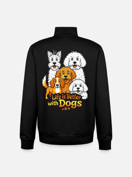 Life is Better with Dogs - Unisex Organic Zip Sweatshirt von Stanley/Stella - Schwarz