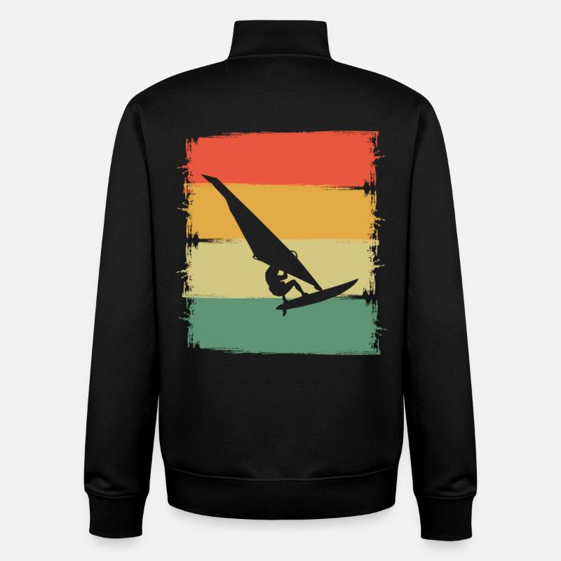 Silhouette de planchiste à voile - Sweat zippé unisexe en coton bio Stanley/Stella - noir