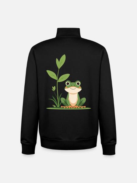 Kleiner Frosch im Gräserwald - Unisex Organic Zip Sweatshirt von Stanley/Stella - Schwarz
