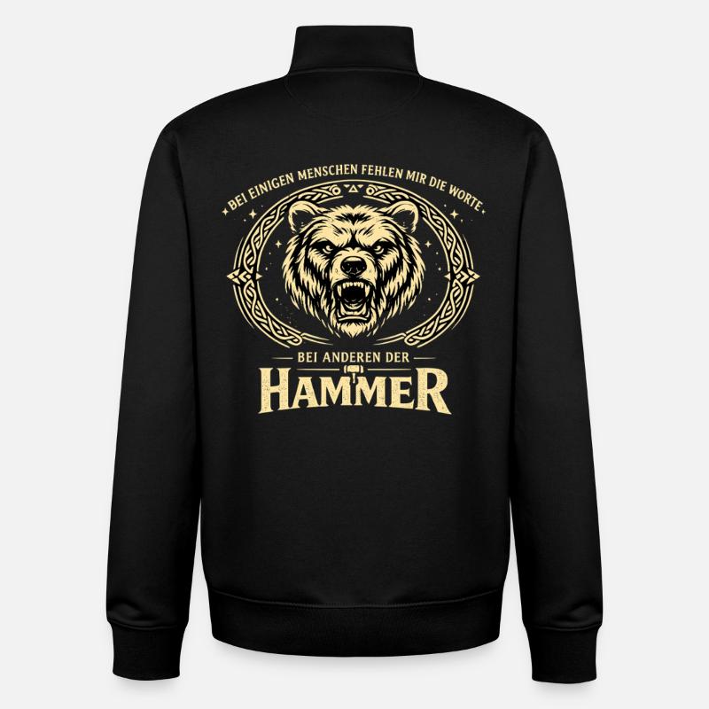 Bei anderen der Hammer | Bär Spruch - Unisex Organic Zip Sweatshirt von Stanley/Stella - Schwarz