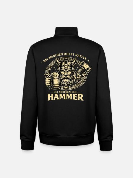 Coffee helps? Otherwise the hammer | Vikings - Unisex Organic Zip Sweatshirt by Stanley/Stella - black