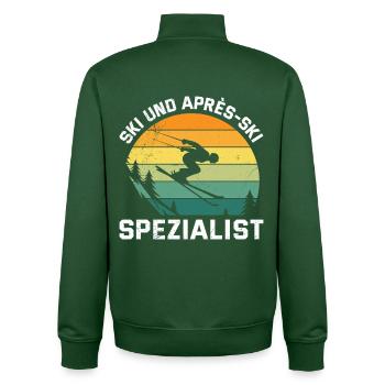 Skiing SKI APRÈS-SKI SPECIALIST FUNNY - Unisex Organic Zip Sweatshirt by Stanley/Stella - bottle green - Back - AI Model Male 185 dark (185cm)