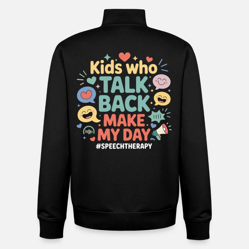 Kids Talk Back Make My Day - Unisex Organic Zip Sweatshirt von Stanley/Stella - Schwarz