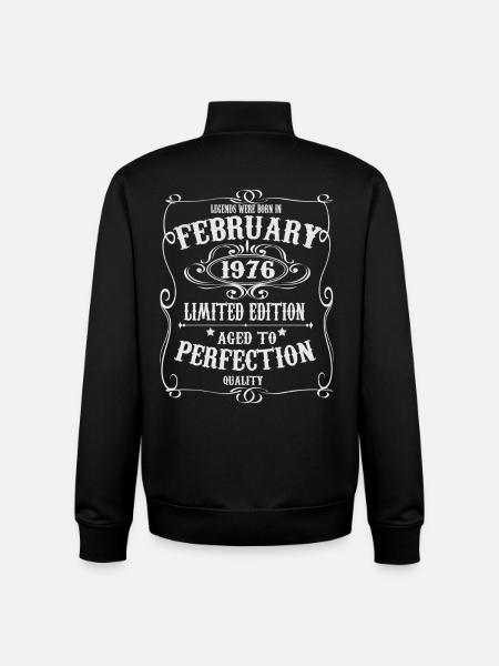 Legends blev født i februar 1976 - Stanley/Stella unisex sweatshirt med lynlås i økologisk - sort