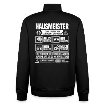 Caretaker Problem Solver – Funny Caretaker Info - Unisex Organic Zip Sweatshirt by Stanley/Stella - black - Back - AI Model Male 185 light (185cm)