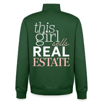 Cette fille vend de l’immobilier - Sweat zippé unisexe en coton bio Stanley/Stella - vert bouteille - Dos - AI Model Male 185 dark (185cm)