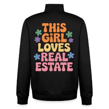 Diese Frau liebt Immobilien - Unisex Organic Zip Sweatshirt von Stanley/Stella - Schwarz - Hinten - AI Model Male 185 light (185cm)