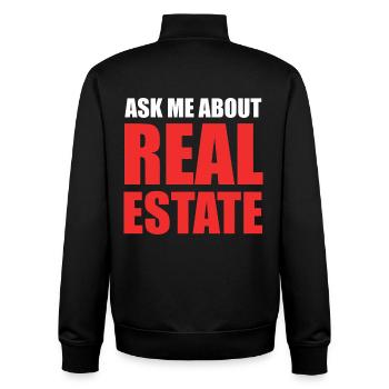 Ask Me About Real Estate – Bold Red - Unisex Organic Zip Sweatshirt von Stanley/Stella - Schwarz - Hinten - AI Model Male 185 light (185cm)
