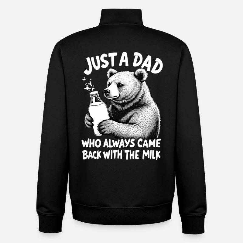 Bär mit Milch – Vatertier Spruch - Unisex Organic Zip Sweatshirt von Stanley/Stella - Schwarz