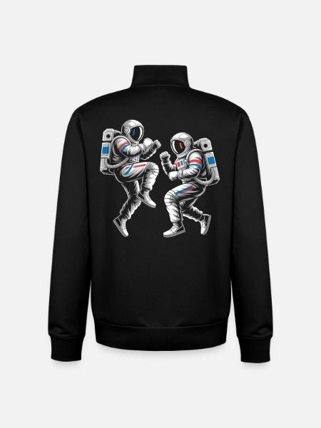 Astronaut duels in retro style - Unisex Organic Zip Sweatshirt by Stanley/Stella - black