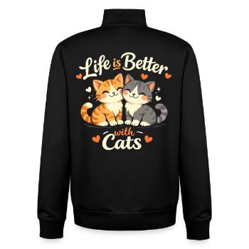 Leben Besser Mit Katzen - Unisex Organic Zip Sweatshirt von Stanley/Stella - Schwarz - Hinten - AI Model Male 185 light (185cm)