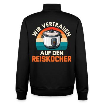 Chef : NOUS FAISONS CONFIANCE AU CUISEUR À RIZ Lustig - Sweat zippé unisexe en coton bio Stanley/Stella - noir - Dos - AI Model Male 185 light (185cm)