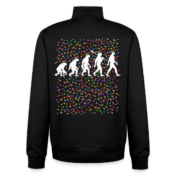 Homo Carnival | Evolution of Fools, Shrovetide - Unisex Organic Zip Sweatshirt by Stanley/Stella - black - Back - AI Model Male 185 light (185cm)