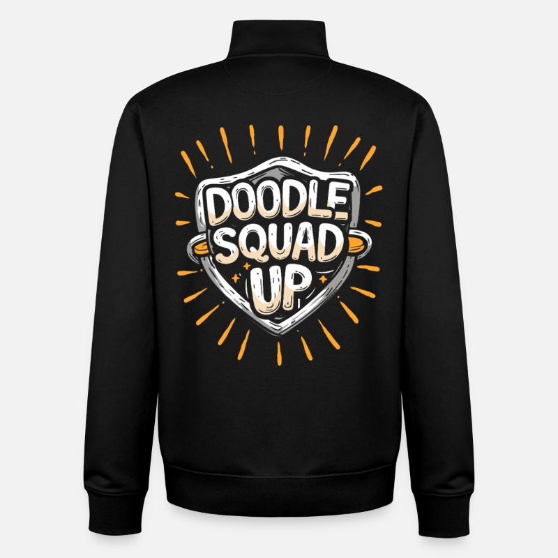 Doodle Squad Up Doodle Drawing - Unisex Organic Zip Sweatshirt by Stanley/Stella - black