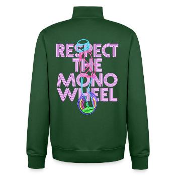 Respectez le monocycliste monoroue - Sweat zippé unisexe en coton bio Stanley/Stella - vert bouteille - Dos - AI Model Male 185 dark (185cm)