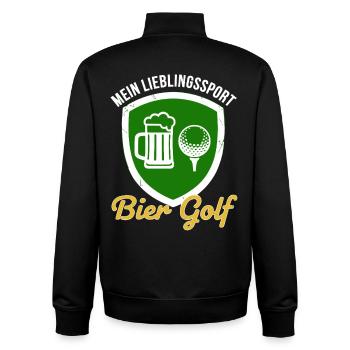 My favourite sport: beer, golf - Unisex Organic Zip Sweatshirt by Stanley/Stella - black - Back - AI Model Male 185 light (185cm)