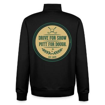 Drive for Show Putt for Dough Golf Zitat - Unisex Organic Zip Sweatshirt von Stanley/Stella - Schwarz - Hinten - AI Model Male 185 light (185cm)