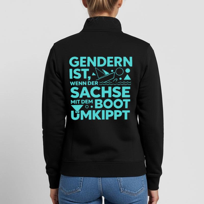 Gendern Saxon Boot Overturns Dialect Joke Unisex Organic Zip Sweatshirt by Stanley/Stella