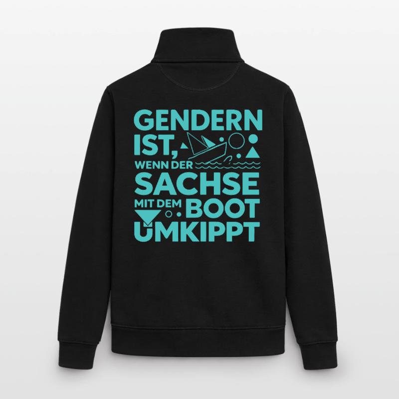 Gendern Saxon Boot Overturns Dialect Joke Unisex Organic Zip Sweatshirt by Stanley/Stella