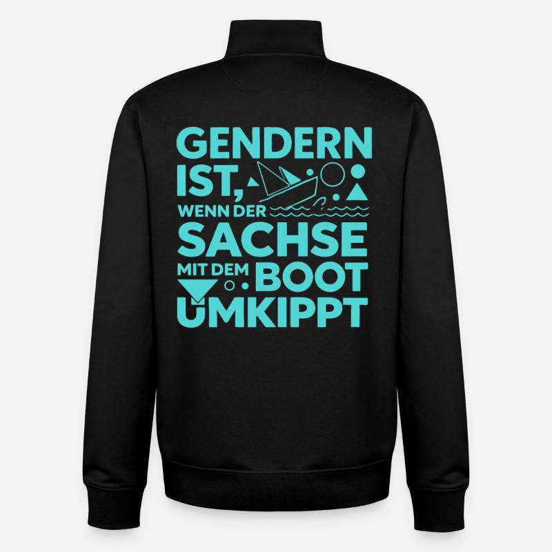 Gendern Sachse Boot Umkippt Dialekt Witz - Unisex Organic Zip Sweatshirt von Stanley/Stella - Schwarz