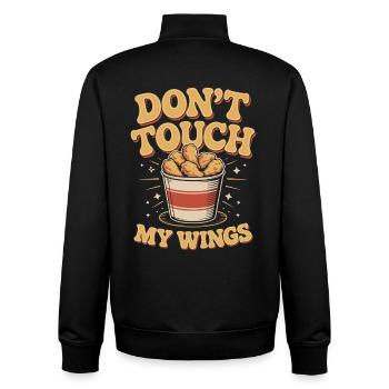Chicken Wings BBQ Fast Food Humor - Unisex Organic Zip Sweatshirt by Stanley/Stella - black - Back - AI Model Male 185 light (185cm)