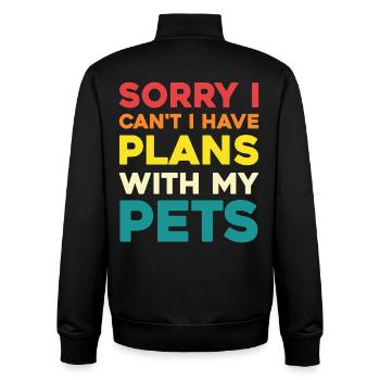 Ich hab Pläne mit meinen Haustieren - Unisex Organic Zip Sweatshirt von Stanley/Stella - Schwarz - Hinten - AI Model Male 185 light (185cm)