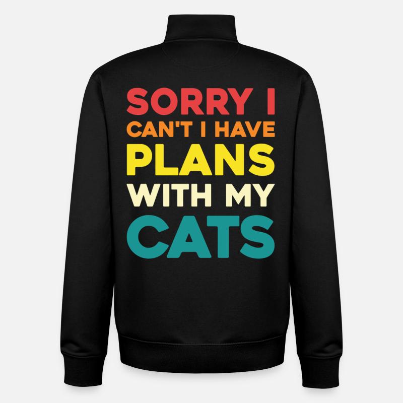 Pas de plans sans chats - Sweat zippé unisexe en coton bio Stanley/Stella - noir
