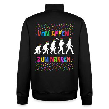 Homo Carnival | From Monkey to Fool, Shrovetide - Unisex Organic Zip Sweatshirt by Stanley/Stella - black - Back - AI Model Male 185 light (185cm)
