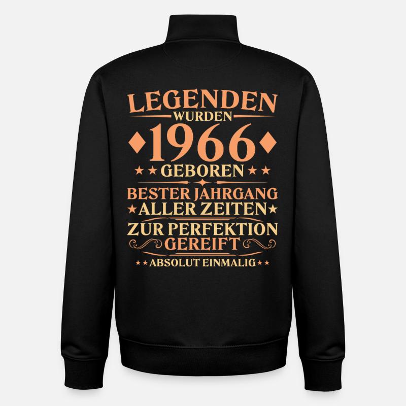 60e anniversaire Né en 1966 - Sweat zippé unisexe en coton bio Stanley/Stella - noir