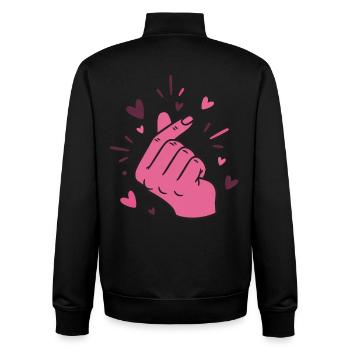 Kpop Musique coréenne Doigts mignons Cœur Amour Corée - Sweat zippé unisexe en coton bio Stanley/Stella - noir - Dos - AI Model Male 185 light (185cm)