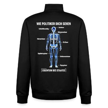 Anatomie Steuerzahler - Zerlegeplan - Unisex Organic Zip Sweatshirt von Stanley/Stella - Schwarz - Hinten - AI Model Male 185 light (185cm)