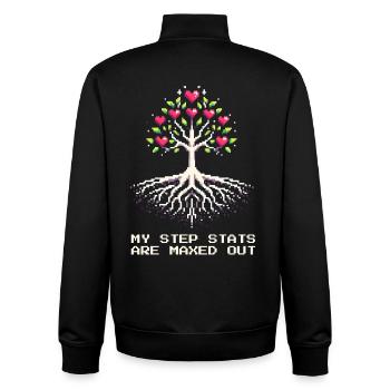 Stats de pas au maximum | Famille Patchwork - Sweat zippé unisexe en coton bio Stanley/Stella - noir - Dos - AI Model Male 185 light (185cm)